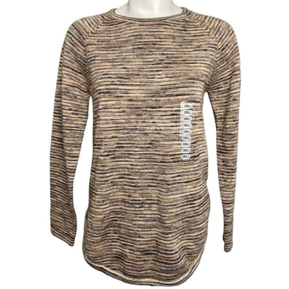 eight eight eight‎ Sweater Top Women's SMALL Beige White Black Cotton Pullover